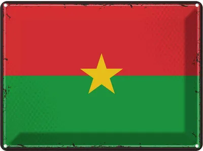 Produktbild von vianmo Blechschild 30x40 cm Burkina Fasos Retro Faso Flagge Fahne Wappen