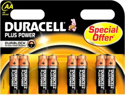 Zdjęcie produktu dla Duracell Plus Power, Jednorazowa bateria, AA, Alkaliczny, 1,5 V, 8 szt., Wielobarwny