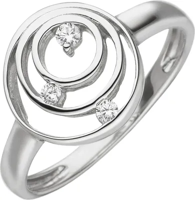 Produktbild von Ring aus 925 Silber rhodiniert 3 Kreise mit 3 Zirkonia Fingerring Damen Innenumfang 52mm  Ø16.6mm