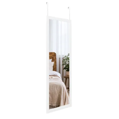Produktbild von Dripex Wandspiegel 45x119cm Spiegel unbrechbarer Garderobenspiegel Flurspiegel höhenverstellbarer Hängespiegel mit Haken (Weiß)