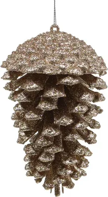 Produktbild von Tannenzapfen Gold Glitter 13cm 4St Christbaumschmuck Weihnachten Deko, 4 Stück