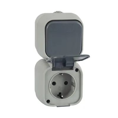 Produktbild von Wechselschalter Einfacher mit Schuko F Steckdose IP54 Grau