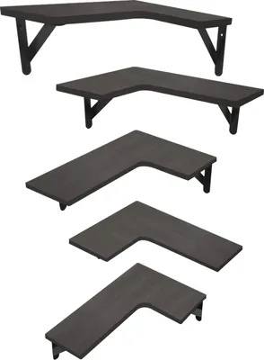 Immagine prodotto di Scaffali angolari a 5 ripiani - Scaffali sospesi a L da parete - Scaffali sospesi - Legno di paulownia e ferro - Soluzioni di contenimento per camera da letto, soggiorno e cucina - Nero