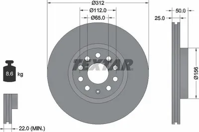 Zdjęcie produktu dla 2 wentylowane tarcze hamulcowe Textar 312mm przód Audi Seat Skoda VW