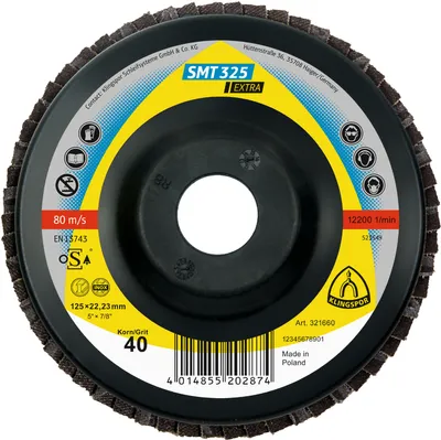 Produktbild von Klingspor SMT 325 Schleifmopteller, 125 x 22,23 mm Korn 40 gewölbt