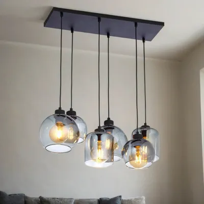 Immagine prodotto di Luce a sospensione E27 grigio nero cucina vetro metallo luce a sospensione moderna