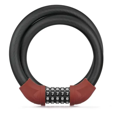 Produktbild von ROCKBROS Kabelschloss Zahlenschloss 87cm, mit 5-stelliges Zahlencode, Schwarz rot