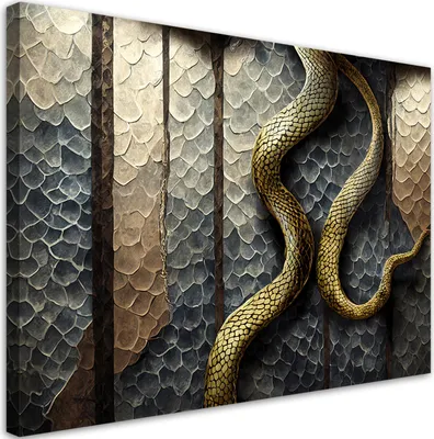 Produktbild von Leinwandbild Goldene Glamourschlange 60x40 Feeby Grau bild für die wand bereit zum aufhängen