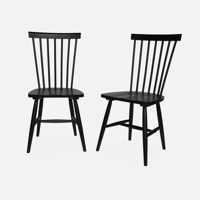 Immagine prodotto di Set 2 sedie da pranzo in legno, impilabili stile vintage, Nero