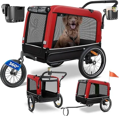 Produktbild von Hundeanhänger Boxer 3-in-1 Hundebuggy & Jogger Fahrradanhänger groß ca. 240 Liter Volumen, gefedert, 360° Grad Vorderrad, 600D Oxford Canvas, SmartSpace Concept, maximale Belastbarkeit: 40 kg
