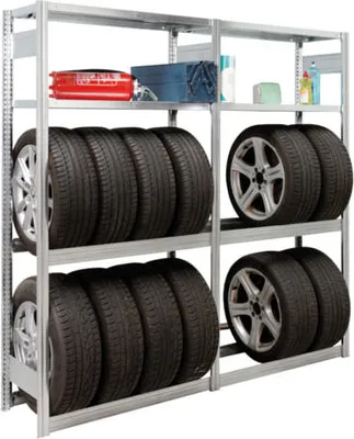 Produktbild von Garagenregal - Räderregal - 250 kg - 2.000 x 1.005 x 400 mm (HxBxT) - Anbauregal - 4 Fachebenen - Steckregal BERT