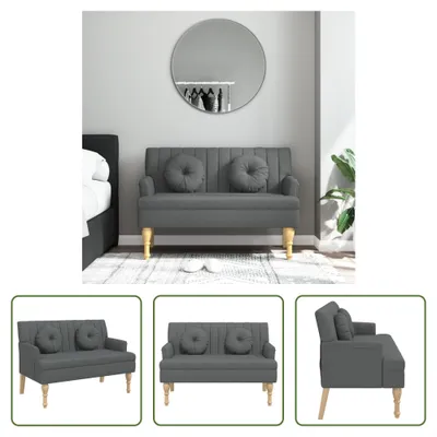 Zdjęcie produktu dla The Living Store Ławka z poduszką ciemnoszara 113x64,5x75,5 cm tkanina