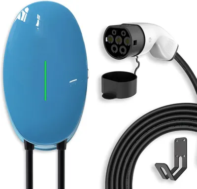Immagine prodotto di Caricatore per auto elettriche da parete - Stazione di ricarica domestica Tipo 2 - 11 kW, 16A, trifase - Impermeabile IP66 - Cavo di 6 metri