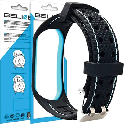 Zdjęcie produktu dla Beline Pasek Mi Band 3/4 Sport Czarno-Niebieski Black/Blue