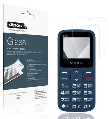 Produktbild von 2x Schutzfolie für Maxvi B100i - Anti-Shock 9H Folie dipos Glass Kunststoffglas
