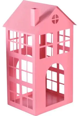 Produktbild von Laterne Lafiora Haus Metall 20 x 17 x 36 cm rosa