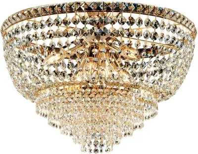 Image de Wagner Plafonnier En Fer Et Laiton Doré Avec Strass 6 Lumières H.38 D.52 Bl266-Pl6-Or