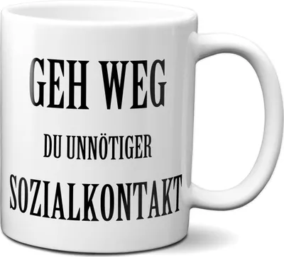 Produktbild von TassenKing Tasse mit Spruch - Geh weg, du unnötiger Sozialkontakt - Statement - Büro Kaffeetasse lustig