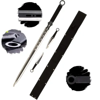 Image de Set décoratif Ninja 68 cm avec étui et 2 accessoires design | Décoration asiatique élégante | Idée cadeau | Décoration murale et de table FM-644D