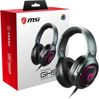 Obrázek produktu pro MSI Immerse GH50, Kabel, Hraní, 20 - 20000 Hz, 300 g, Sluchátka s mikrofonem, Černá