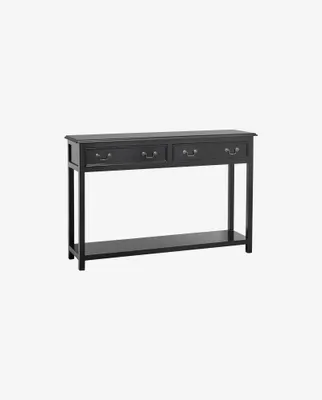Produktbild von Konsolentisch Moss 80x122cm aus Massivholz mit 2 Schubladen - Schwarz