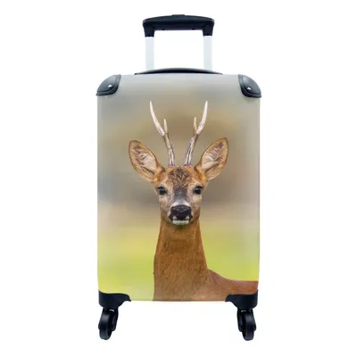 Obrázek produktu pro Kufr Příruční zavazadlo na kolečkách Malý cestovní kufr na 4 kolečkách Jelen - Parohy - Jelení hlava - Velikost kabiny < 55x40x23 cm a 55x40x20 cm -