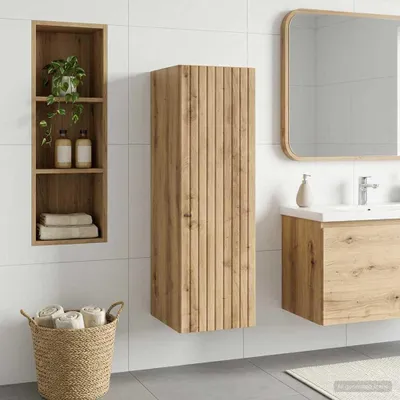Image de Armoire de salle de bain suspendue, en chêne artisanal, modèle exclusif