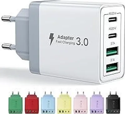 Produktbild von Aioneus USB C Ladegerät, 4 Ports Mehrfach Ladegerät mit USB-C und USB-A, 40W Schnellladegerät PD 3.0 Power Adapter USBNetzteil für iPhone 16 15 14 Pro Max 13 12 11 SE 2020 XS XR 8 7, Samsung, Handys