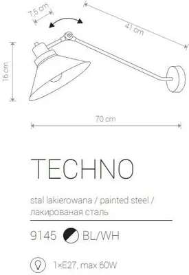 Obrázek produktu pro Nástěnné svítidlo TECHNO I 9145 Nowodvorski