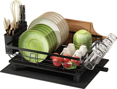 Produktbild von Boosiny Geschirr Abtropfgestell Edelstahl Organizer Schwarz