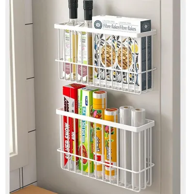 Produktbild von Küchenschranktür-Aufbewahrungsbox, Selbstklebend, Wandmontiert, Weiß, 2 Stück