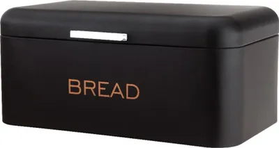 Produktbild von Brotkasten mit Deckel aus hochwertigem Metall-Edelstahl Schwarz 34 x 18 x 20 cm