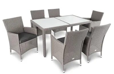 Produktbild von diVolio Gartenmöbel Set mit Tisch und Stühlen VERONA Set 6+1 - grau/grau