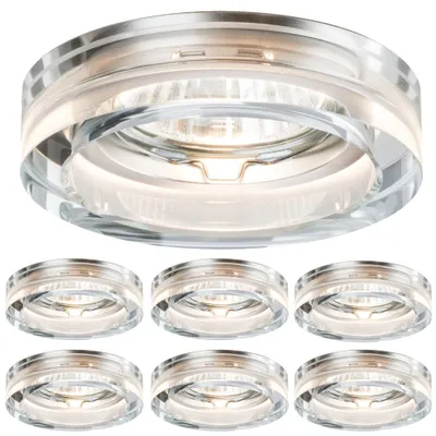 Immagine prodotto di Set di 6 faretti da incasso MILI, 5W, attacco GU10, 3000K, 230V, 350 lumen, vetro trasparente
