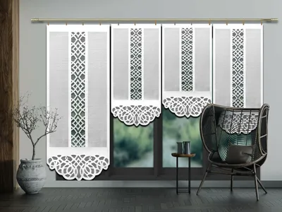 Produktbild von Fertiggardine, Gardine Jacquard, Vorhang, PORTOS, Weiß  90 x 230 cm