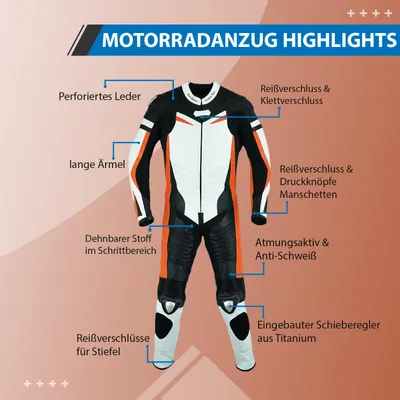 Produktbild von Einteiler Motorradkombi Motorrad Lederkombi, Größe:56/2XL, Farbe:Gelb