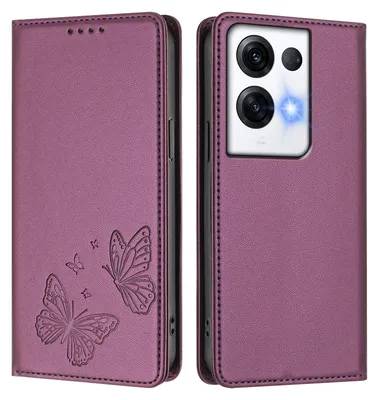 Image de Étui en cuir pour Oppo Reno8 Pro 5G, motif papillon, étui à rabat avec porte-appareil, violet