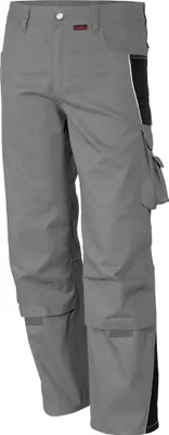 A pair of gray work pants with black accents.