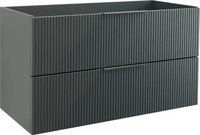 Produktbild von Jungborn Waschbeckenunterschrank QUATTRO BxHxT 100 x 55 x 46 cm Frontfarbe schwarz matt geriffelt inkl. Einzelsiphon