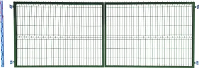 Produktbild von Doppelflügeltor 140 cm grün Einstabmatten 3D RAL6005 zweiflügelig 143 cm zweiflügelige Toranlage Einfahrtstor Doppelstabmatten