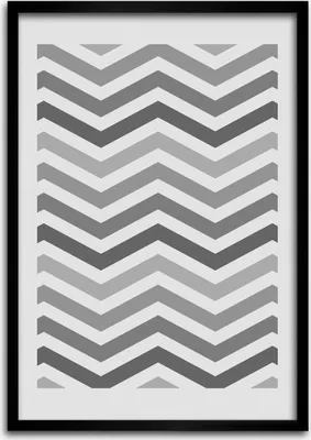 Produktbild von Bild - Bilderrahmen - 50 cm x 70 cm - MDF - Rahmen - Wandkunst Grauer Zickzack