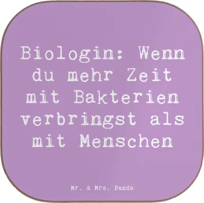 Produktbild von Mr. & Mrs. Panda Untersetzer für Gläser Spruch Biologin Bakterienliebe - Lavendeltraum - Geschenk, Leidenschaft, Berufe, Berufsgestaltung, Geschenke mit Herz, Leben