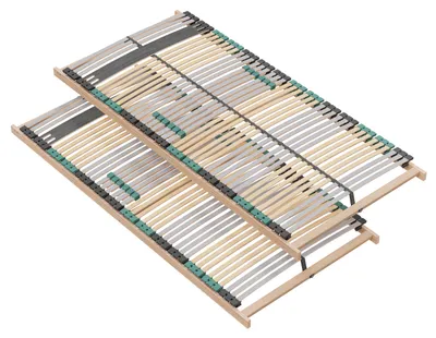 Produktbild von Lattenrost 160x200 (2x 80x200) PREMIUM STRONG extra stabiler Buchenholz-Rahmen, Lattenrost 160x200 (2 x 80x200cm) extra stabil, festes Kopfteil, ergonomische 7 Zonen Lattenrost mit 42 verstärkten Leisten,  Germany, bis 200Kg belastbar