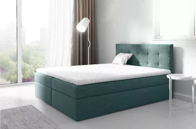 Obrázek produktu pro Čalouněná boxspringová postel 200x220 IVANA 2 - modrá + topper