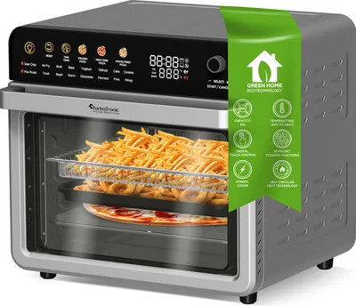 Produktbild von TurboTronic Multi-Smart-Ofen - 16in1 Heißluftofen & Heißluftfritteuse 2200W Power 34L bis 1kg Pommes Backofen mit Dörrfunktion 40-350°C Grill Airfryer Dörrautomat Pizzaofen mit Pizzastein