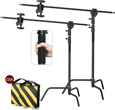 Produktbild von Fotografie C-Ständer, Maximalhöhe 260 cm, Robuste Konstruktion, 2Stk 2,6m Schwarz
