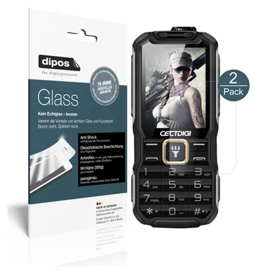 Produktbild von 2x Schutzfolie für Rugum T9900 matt - Anti-Shock 9H Folie dipos Glass