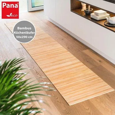 Image de Tapis de cuisine en bambou - Antidérapant et lavable, couleur naturelle, 50 x 290 cm