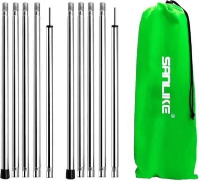 Produktbild von Famanu Zeltheringe 10 Stück Edelstahl - Faltbare 80" Zeltstangen - 1 Tragetasche Zeltstangen - Set von 2
