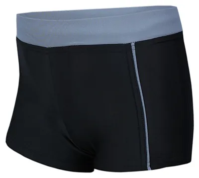 Produktbild von Aquarti Jungen Badehose Schwimmhose Seitliche Paspel Kinder Badeshorts, Farbe: 024 Schwarz / Grau, Größe: 134